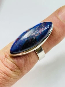 Silver ring UK size J with large(28/10 mm) unknown stone new - Picture 1 of 6