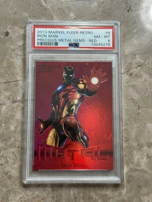 Fleer Retro Marvel Iron Man 2013 rojo PMG gemas de metales preciosos PSA 8 008/100 Foto 1 de 4