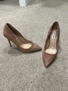 Steve Madden New Daisie Tan Suede Leather Heels Sz 37 See Photos - Picture 1 of 11
