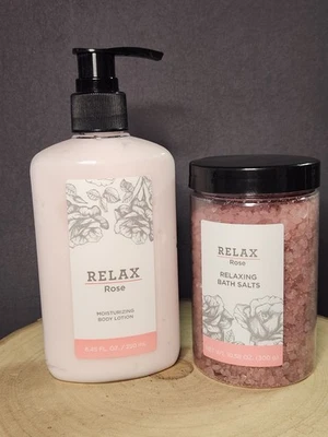 Relax Rose Loción Corporal Hidratante Diario/Juego de Sales de Baño~Aromaterapia~NUEVO  Foto 1 de 4