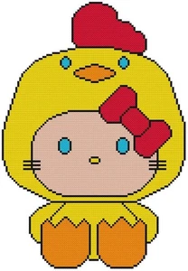 CROSS STITCH+ CRAFT PATTERN Hello Kitty Chick Chicken Costume Halloween or Fun - Picture 1 of 17