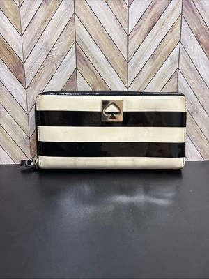 Cartera Kate Spade New York charol Neda negra crema cremallera alrededor WLRU 1607  Foto 1 de 4