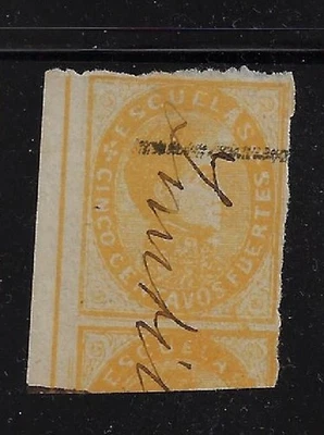 Venezuela: 1871; Scott 026, edge with line, cancellation ink, clear, EBVE067 - Image 1 of 2