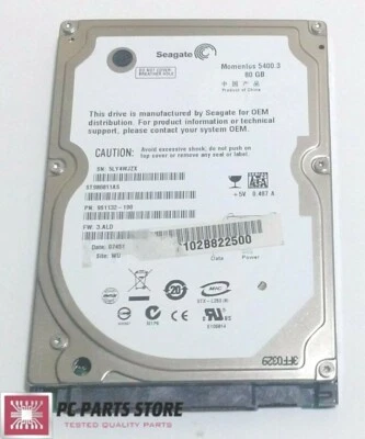 Seagate ST980811AS 2.5 SATA 80GB HARD DRIVE DATE 07451 100398689 REV C PCB PARTS - Image 1 of 4