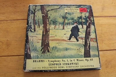 LEOPOLD STOKOWSKI - BRAHMS SYMPHONY NO 1 45RPM 7" RED VINYL x6 VG+ [BOX SET] - Image 1 of 4