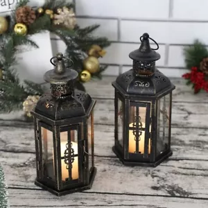 Vintage Nordic Candle Holder Lanterns Candles Aesthetic Hanging Lantern Iron - Picture 1 of 8