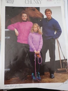 KING COLE KNITTING PATTERN 2433 CHUNKY JUMPERS 28-50INS - Picture 1 of 2