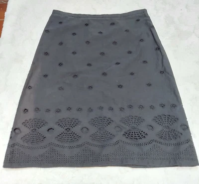 Studio M Womens 100% Cotton Embroidered A-Line Skirt Size 4 Black Style SM02G14 - Image 1 of 4