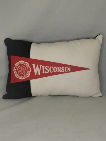 Wisconsin Badgers Pennant Pillow 12'x7" Free Shipping Cover
