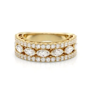 Zertifizierter gewachsener Diamant Ehering Ring 18 Karat Gelbgold Marquise 2,00 kt - Bild 1 von 8