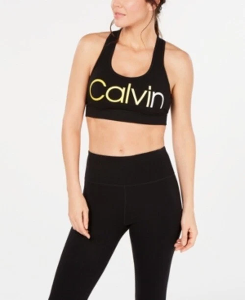 Calvin Klein Performance Black Ombré Logo Racerback Sports Bra Size L Hh05