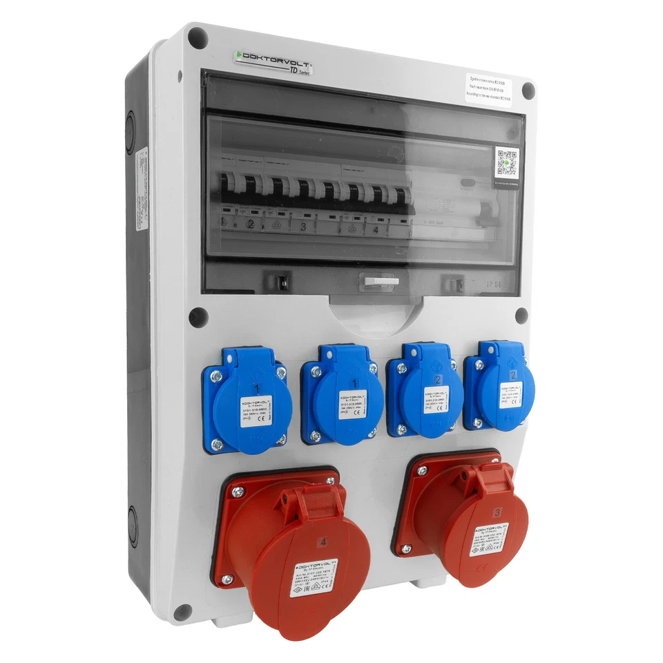 DOKTORVOLT Wandverteiler Stromverteiler Baustromverteiler Komplett CEE 32A 16A 230V Schuko