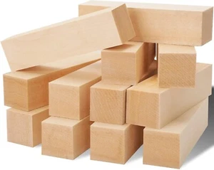 12 Pack Unfinished Basswood Carving Blocks Kit, Rectangular Wooden Blocks for DI - Picture 1 of 7