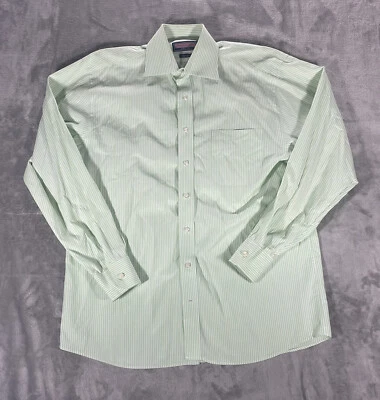 Vineyard Vines Men's Size 16R Dress Shirt 100's 2-Ply Green/White Striped - Image 1 of 4