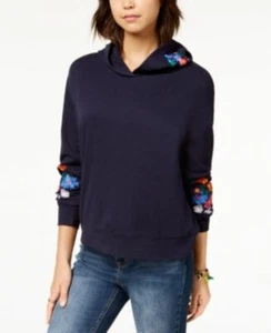 Crave Fame Junior Navy Floral Embroidered Hoodie, Size Med, ZR-X,bs - Picture 1 of 1