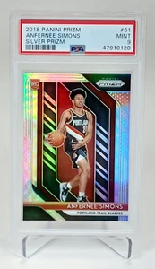 Tarjeta de novato de baloncesto Anfernee Simons 2018 Panini Prizm plateada RC #61 PSA 9 - Imagen 1 de 4
