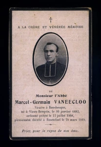 santino luttino -sterbebild -death card P.MARCEL GERM. VANEECLOO 1919 ROSENDAEL - Picture 1 of 2