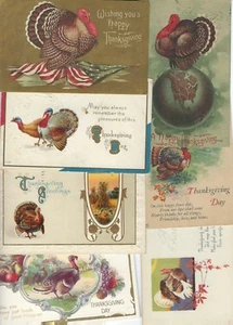 7 postales antiguas de pavo de Acción de Gracias en relieve - conjunto D - Imagen 1 de 7