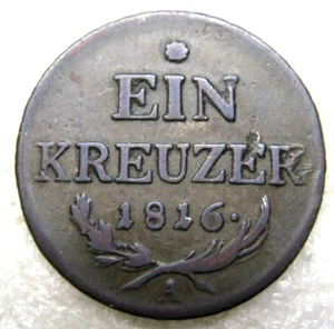 Moneda Austria 1816 A 1 Kreuzer, moneda austriaca, Franz I Habsburgo, * - Imagen 1 de 2