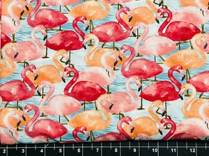 Fat Quarter 18"x21" Hawaiian Florida Bird Flamingo Tropical Pink Cotton Fabric - Picture 1 of 2