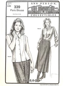 90er Jahre Stretch & Sew Paris Bluse Muster 339 Brustweite 30-46 UNGESCHNITTEN - Bild 1 von 2
