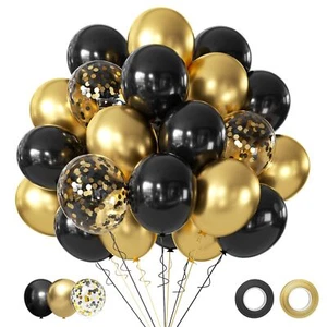 Black and Metallic Gold Balloons, 50PCS Black and Gold Balloons Party Decorat... - Picture 1 of 7