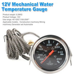 2'' 52mm 12V mechanical Metal Water Temperature Gauge ℃ /℉ Auto Parts Black Face - Bild 1 von 7