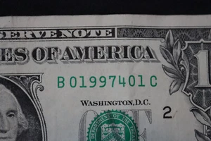 [APRIL 1, 1997] ONE DOLLAR FANCY BIRTHDAY NOTE  SN B 01997401 C - Picture 1 of 3