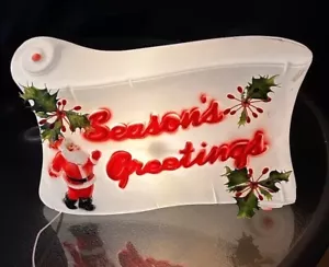 Vintage Empire 1976 Seasons Greetings Scroll Blasform 17" Santa Weihnachten RAR - Bild 1 von 19
