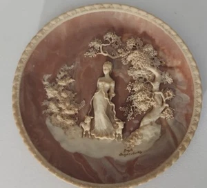 Rare Incolay Vintage Stone plate 10.25" - SHE WALKS IN BEAUTY - With COA - Picture 1 of 8