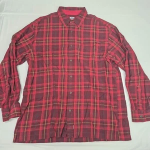 Old Navy Mens Large Red Plaid Button Front Shirt Long Sleeve 100% Cotton - Picture 1 of 20