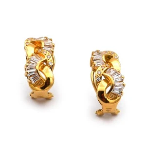 Gold Ohrringe als Halbcreolen mit weißen Saphiren in 750 Gold - Bild 1 von 6