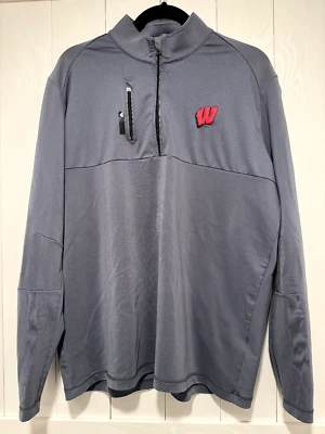 Camiseta Pulôver Adidas Golf Wisconsin Badgers Masculina 1/4 Zíper - Cinza - Tamanho G - Imagem 1 de 4