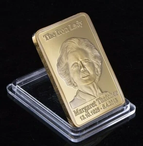 Margaret Thatcher Gold Bar Union Jack Ingot Crown Iron Lady Brexit liz truss UK - Foto 1 di 10