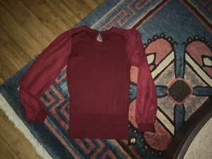 Ann Taylor Red Small Burgundy Sweater Dark red Sweater Blouse - Picture 1 of 6