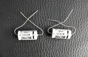 2 Condensatori Assiali Vintage MARCON 100uf 25VW CE02W Grigi Nuovi/Vecchi Stock - Foto 1 di 2