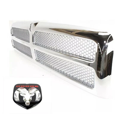 Grille Chrome And OEM Emblem 94-2002 Grill Dodge Ram Pickup 2500 3500 Fits Foto 1 de 4