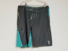 Lost  Dual Color Teal And Gray Mens Size 36 Polyester Board Shorts P2180
