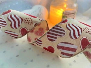 Eleganza HEARTS GALORE Valentine Love Heart -Luxury Wire Edge Ribbon 63mm - 1.5m - Picture 1 of 2
