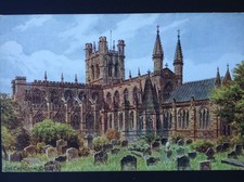 Chester, Inglaterra C.1910 Peças. a Catedral E Cemitério. de cor de água Original