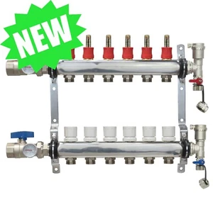 6 bucles/puertos acero inoxidable PEX colector calefacción radiante con conectores - PEX GUY - Imagen 1 de 8