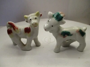 Miniatur Porzellan Kuh & Ziege Figuren Japan Antik/Vintage Handbemalt - Bild 1 von 4