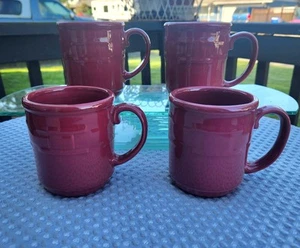 Longaberger Pottery Woven Traditions Paprika Coffee Mugs/Cups 12 oz Set Of 4 - Picture 1 of 9
