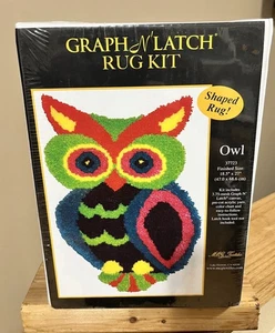 Vtg Graph N' Latch OWL Latch Hook Rug Kit Size 18.5” X 27" Made in US NEW - Picture 1 of 7