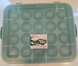 Christmas Ornament Storage Large Box 20 Compartments Sterilite Green Holiday - Picture 1 of 5