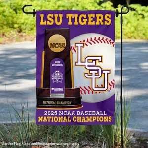 Louisiana State LSU Tigers College Baseball National Champions 2025 Garden Flag - Picture 1 of 5