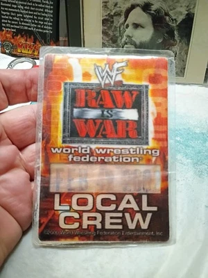 WORLD WRESTLING FEDERATION "RAW IS WAR LOCAL CREW PASS" FEB 4 2002 LAMINATED  - Image 1 of 4