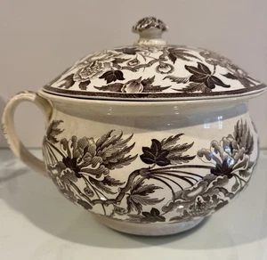 Antique Wedgewood & Co. England Chamber Pot with Lid & Handle Semi-Porcelain - Picture 1 of 12