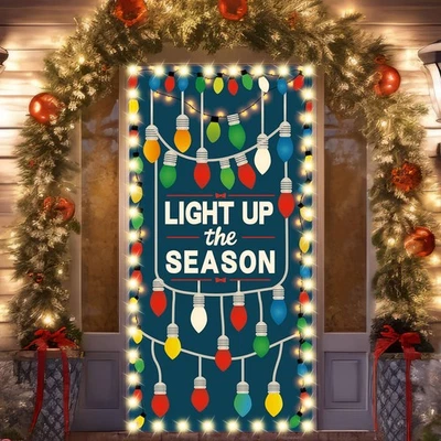 Christmas Door Cover Decoration Light Bulb Door Cover with LED Light 71 x 35I... - Image 1 of 4