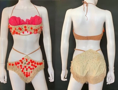 Disfraz Vintage Años 40 50 Corista Desnuda Burlesque 2 Piezas Lentejuelas Cristales Foto 1 de 4
